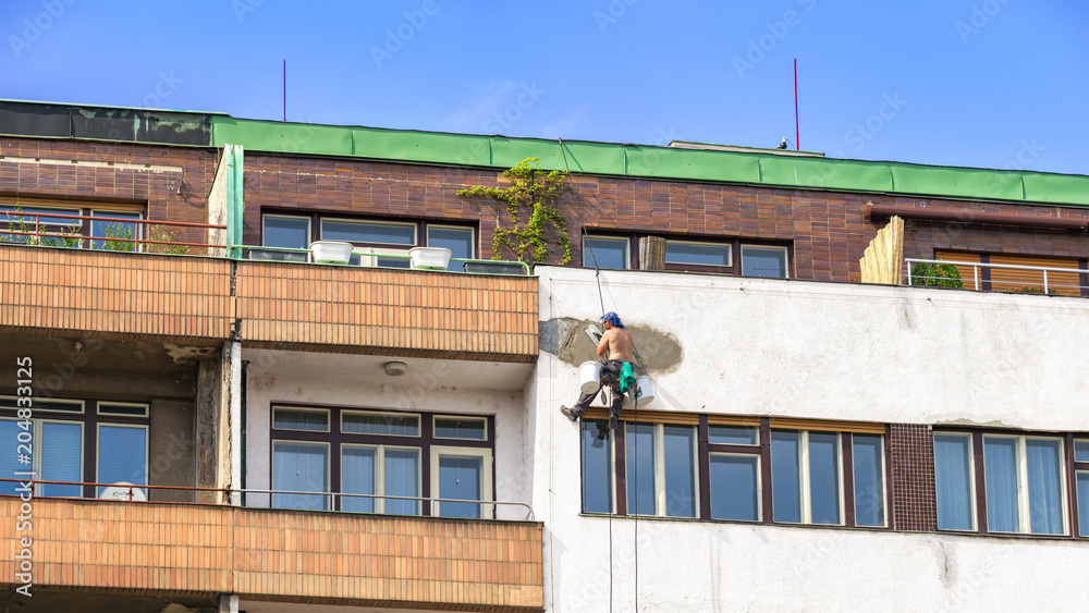 Reconstruction of an European Apartment Building, Repair of Building Flat Facade Reconstruction of an European Apartment Building, Repair of Building Flat Facade