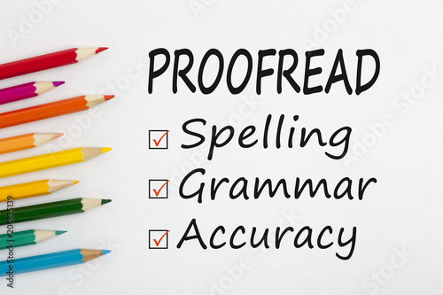 Proofread written on paper sheet