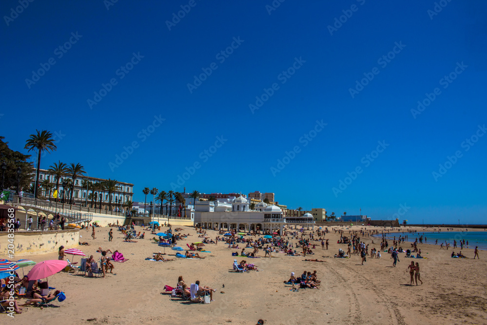 Beach. A sunny day on the beach of Cadiz. Andalusia, Spain. Picture taken – 6 may 2018.