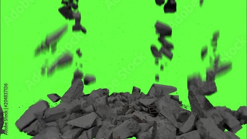Debris Falling in Green Screen