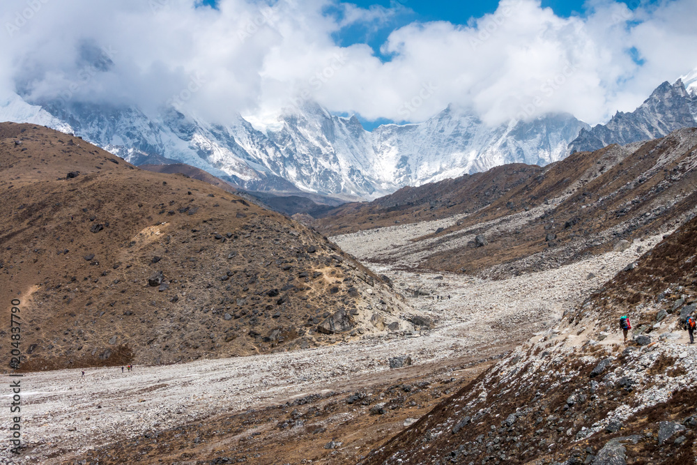 Way to Everest base camp, from Tukla pass to Lobuche, Himalayas, Nepal