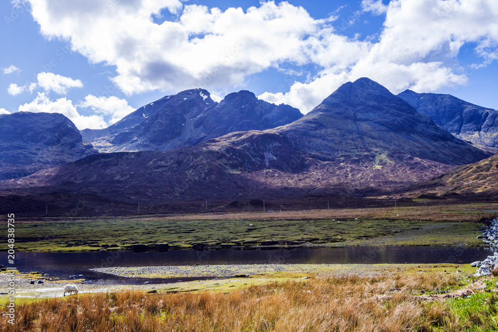 A mountain view on the road to Elgol on Scotland's beautiful Isle of Skye