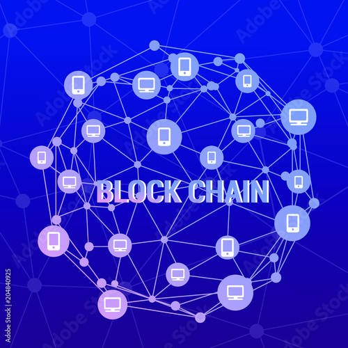 Wallpaper Mural Blockchain vector illustration. Bitcoin and Ethereum trading concept. Torontodigital.ca