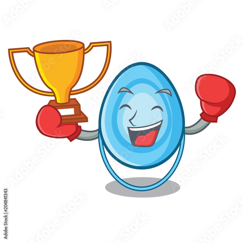 Boxing winner oxygen mask mascot cartoon