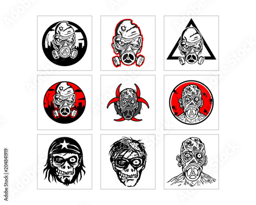 zombie mutation man character icon image vector set