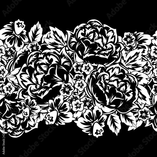 Wallpaper Mural seamless monochrome pattern of flowers for greeting cards, background, price tags Torontodigital.ca