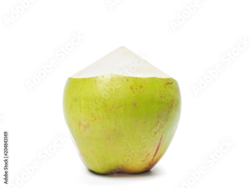  green coconut drink on white background.