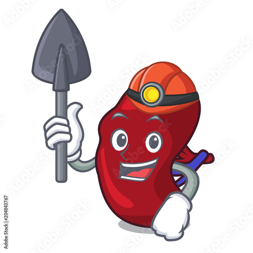 Miner spleen mascot cartoon style