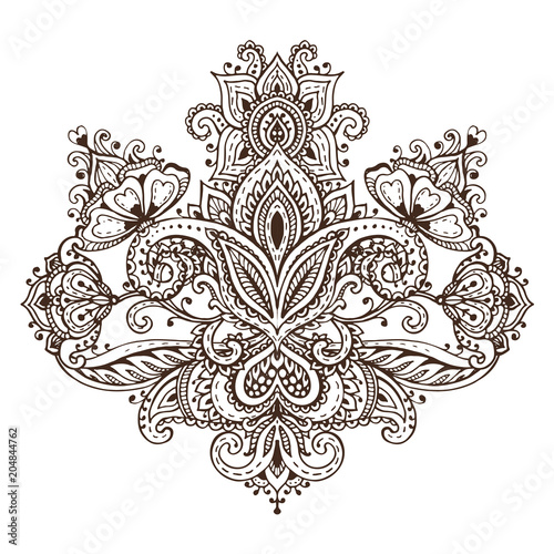 Vector pattern of henna floral elements photo