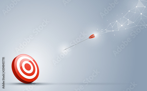 The arrowheads towards the target center. Points and connecting lines on a background. The connection on the business concept
