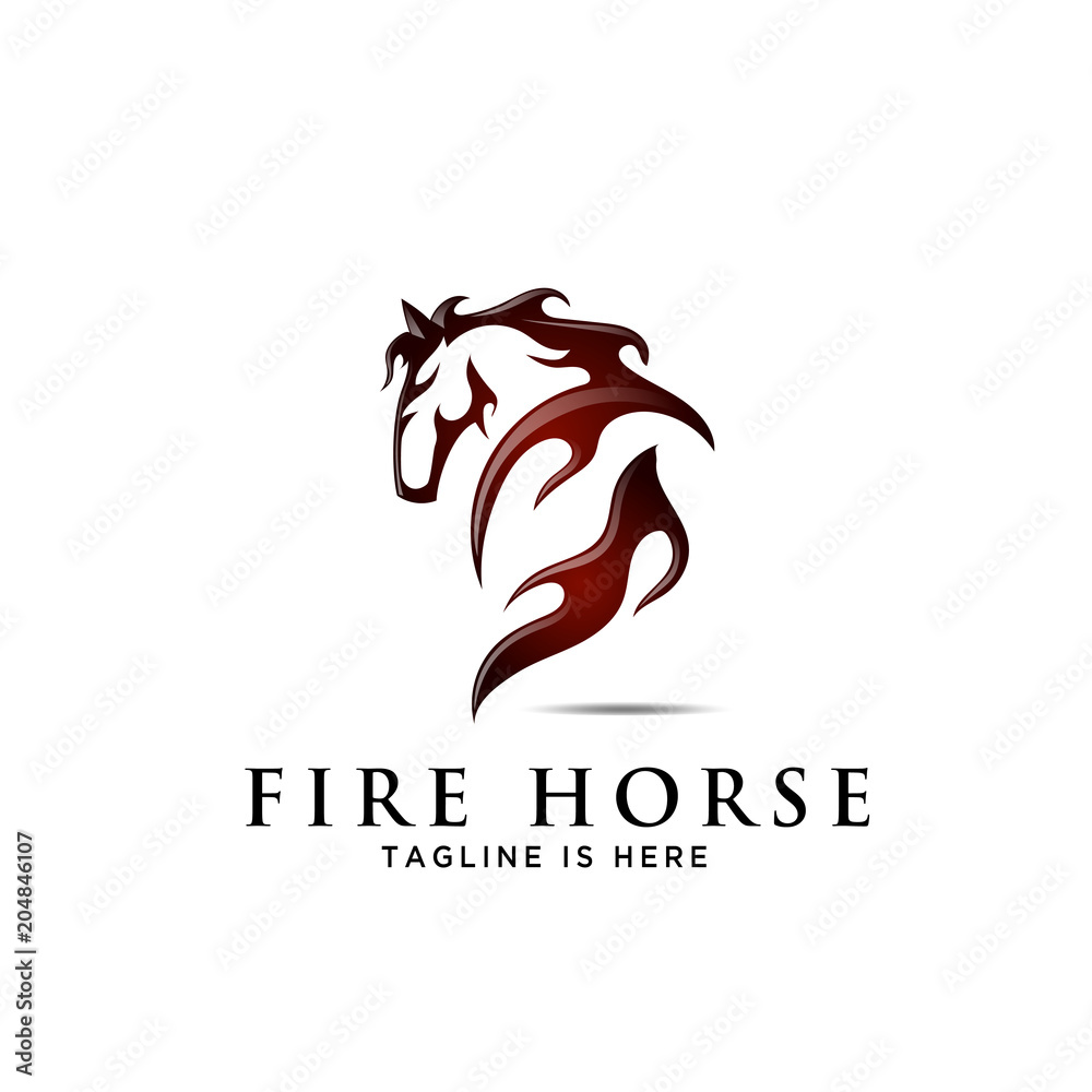 Obraz premium horse back fire, ass view back side horse logo
