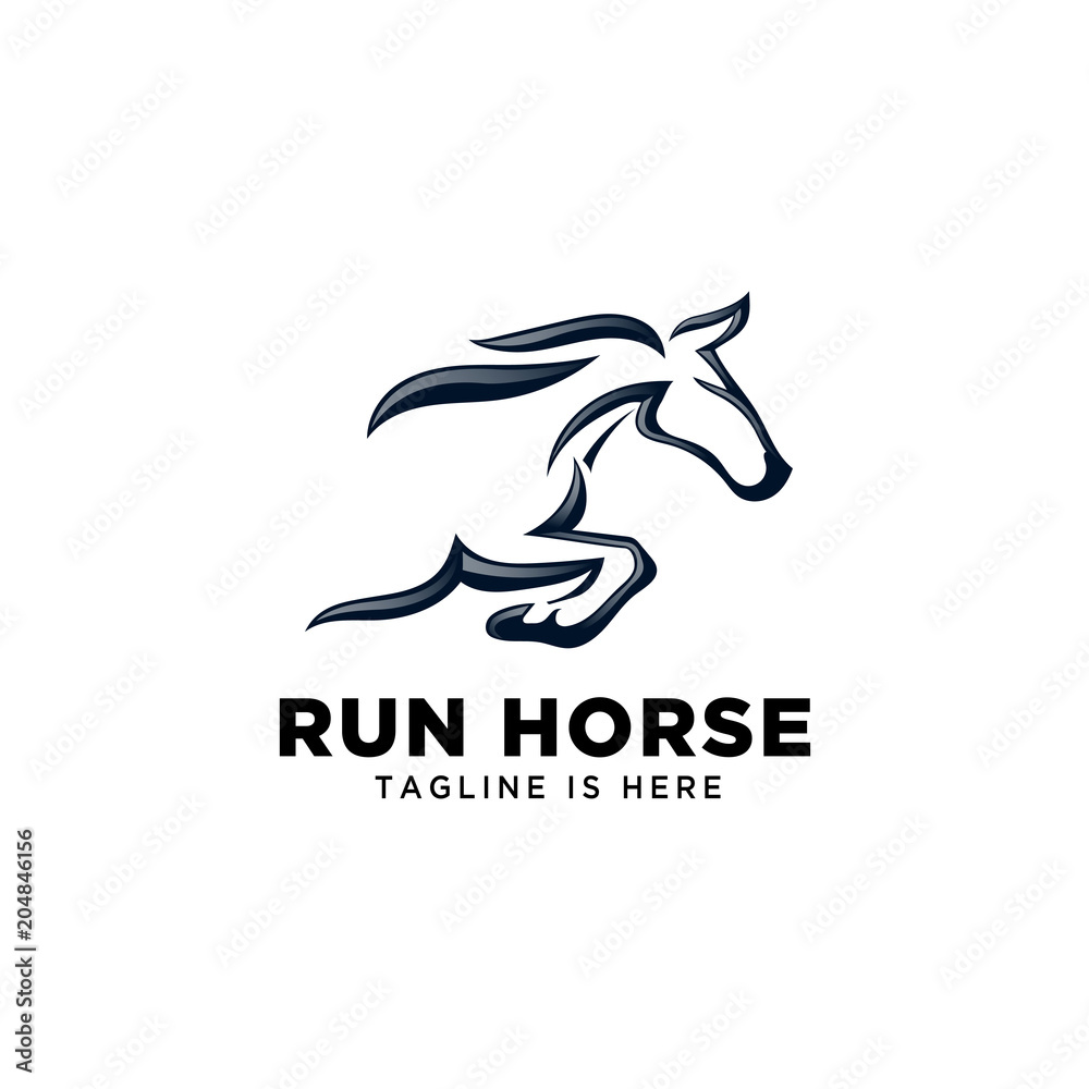 Naklejka premium Fast speed jump horse logo