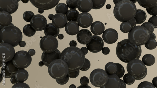 Black spheres of random size on white background