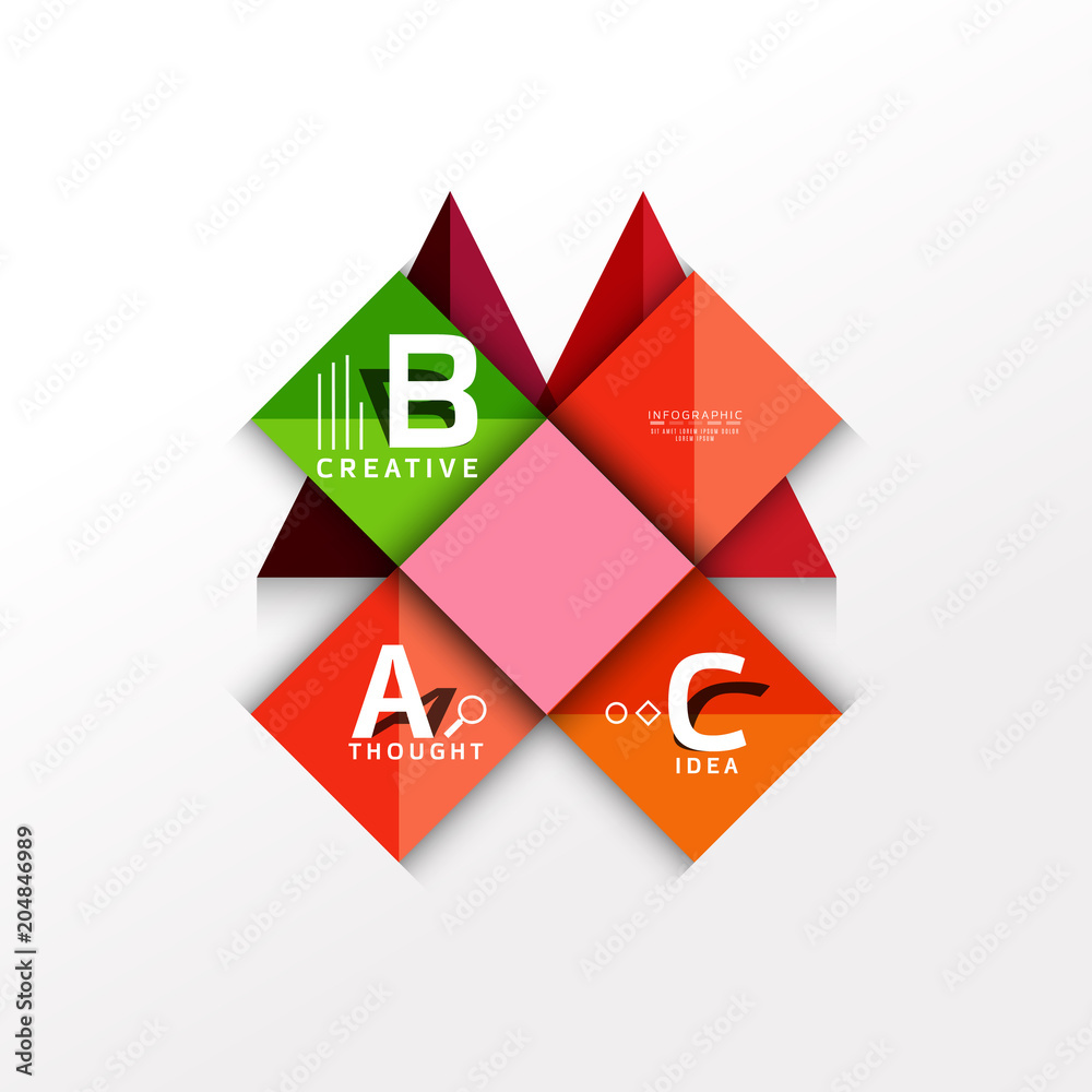 Geometric infographic banner, paper info diagram created with color shapes Geometric infographic banner, paper info diagram created with color shapes