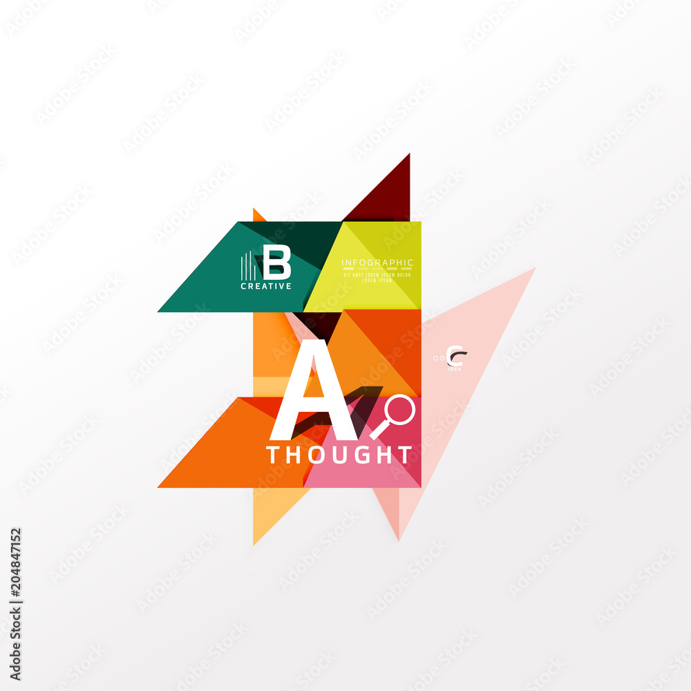 Geometric infographic banner, paper info diagram created with color shapes Geometric infographic banner, paper info diagram created with color shapes