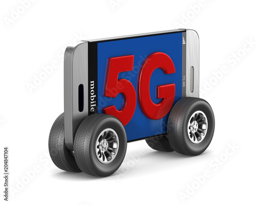 5G phone on white backgroun...