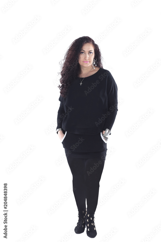 portrait of stylish young woman on white background portrait of stylish young woman on white background
