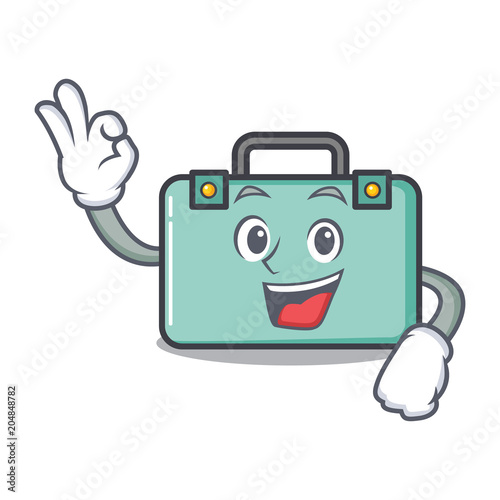 Okay suitcase character cartoon style