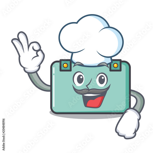 Chef suitcase character cartoon style