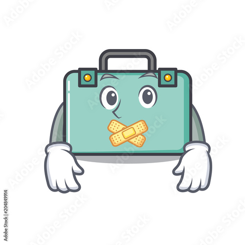 Silent suitcase mascot cartoon style