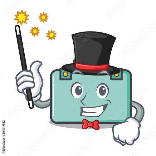 Magician suitcase mascot cartoon style