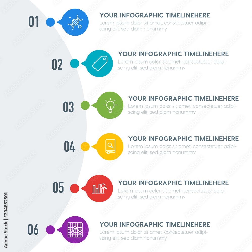 Naklejka premium Flat charts, bookmarks, education infographic timeline template with 7 options for presentations, advertising, annual reports