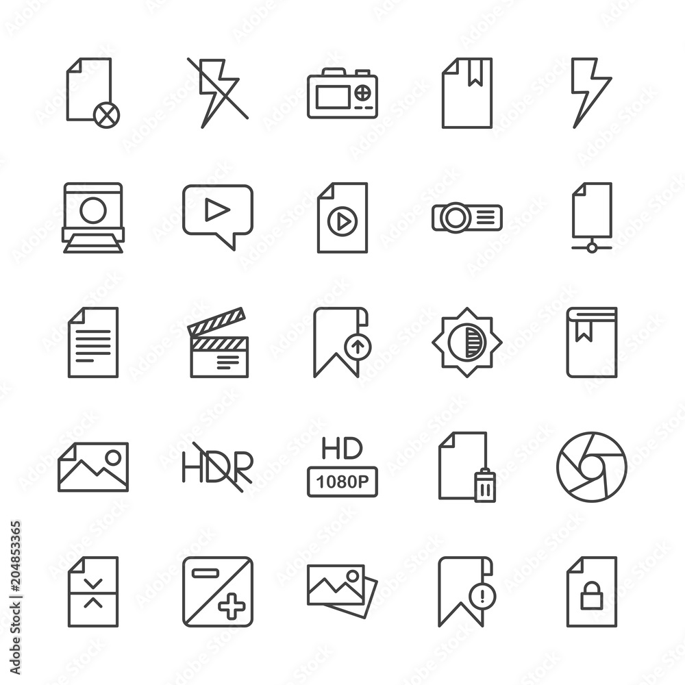 Modern Simple Set of video, photos, bookmarks, files Vector outline Icons. Contains such Icons as multimedia, bookmark, lightning, divider and more on white background. Fully Editable. Pixel Perfect. Modern Simple Set of video, photos, bookmarks, files Vector outline Icons. Contains such Icons as multimedia, bookmark, lightning, divider and more on white background. Fully Editable. Pixel Perfect.