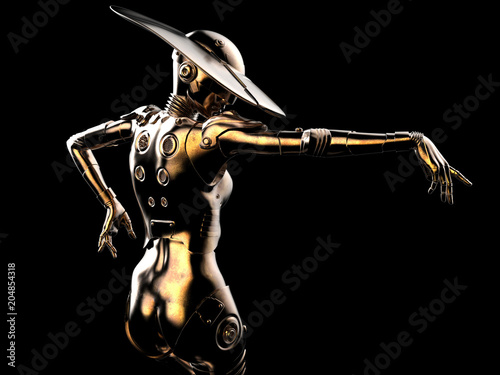 3D illustration. Stylish cyborg the woman.