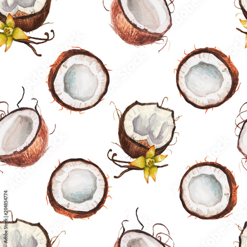 Watercolor vanilla coconut pattern