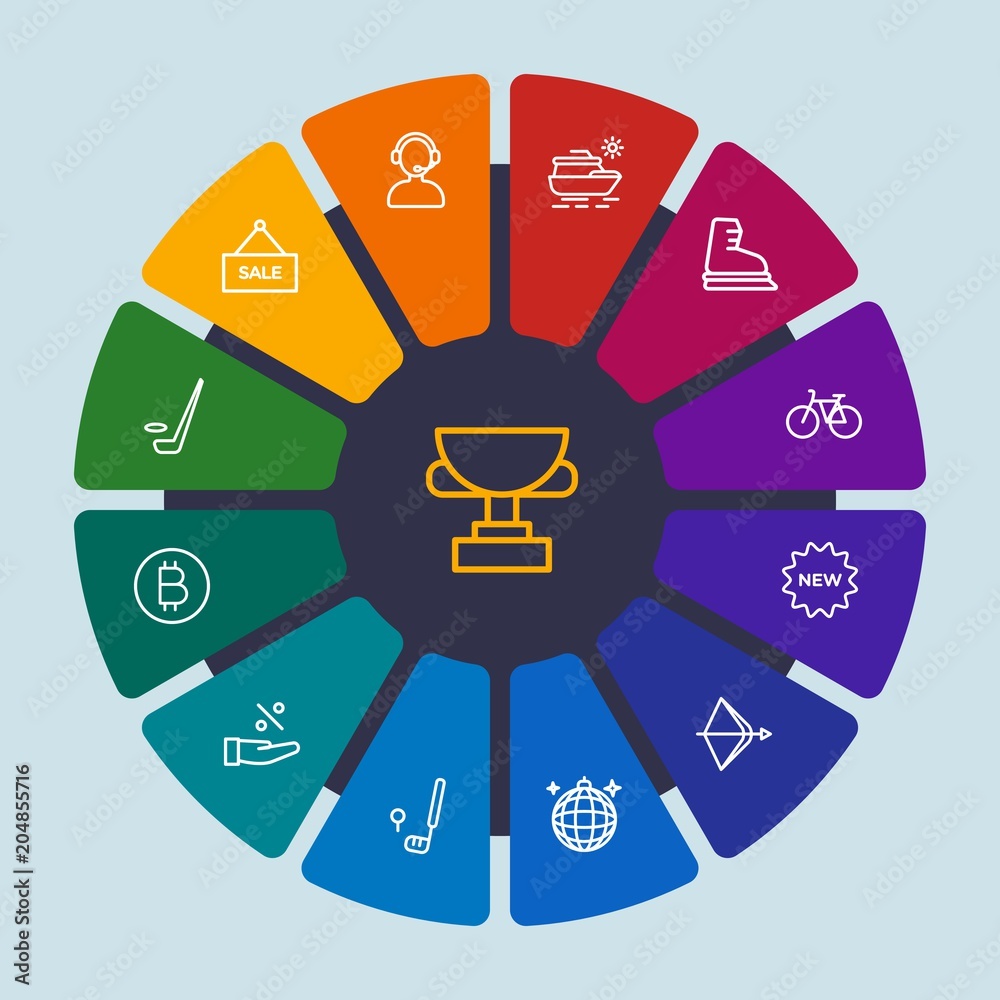 hotel, sports, shopping, travel Infographic Circle outline Icons Set. Contains such Icons as competition, winter, golf, service, yacht, label, feather, boat and more. Fully Editable. Pixel Perfect hotel, sports, shopping, travel Infographic Circle outline Icons Set. Contains such Icons as competition, winter, golf, service, yacht, label, feather, boat and more. Fully Editable. Pixel Perfect