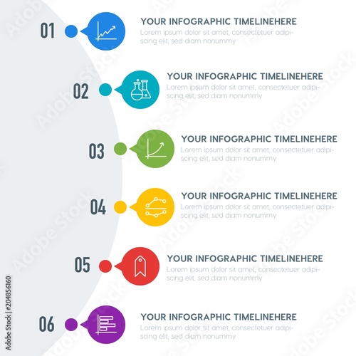 Flat charts, bookmarks, education infographic timeline template with 7 options for presentations, advertising, annual reports