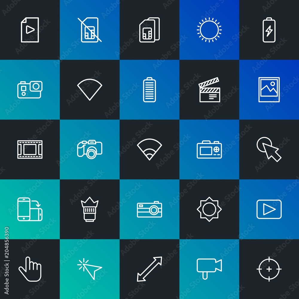 Modern Simple Set of mobile, video, photos, cursors Vector outline Icons. Contains such Icons as phone, sky, nature, game and more on dark and gradient background. Fully Editable. Pixel Perfect. Modern Simple Set of mobile, video, photos, cursors Vector outline Icons. Contains such Icons as phone, sky, nature, game and more on dark and gradient background. Fully Editable. Pixel Perfect.