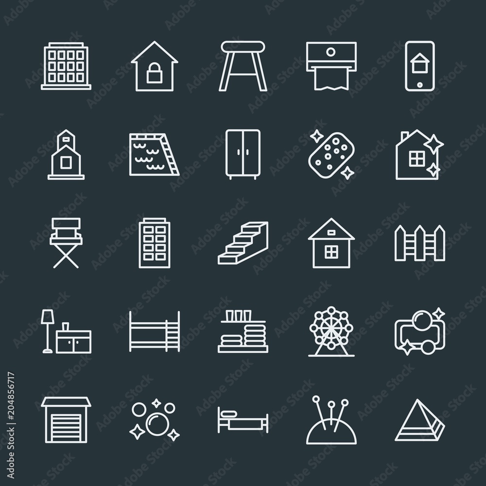 Modern Simple Set of buildings, furniture, housekeeping Vector outline Icons. Contains such Icons as giza, warehouse, dispenser, soap and more on dark background. Fully Editable. Pixel Perfect. Modern Simple Set of buildings, furniture, housekeeping Vector outline Icons. Contains such Icons as giza, warehouse, dispenser, soap and more on dark background. Fully Editable. Pixel Perfect.