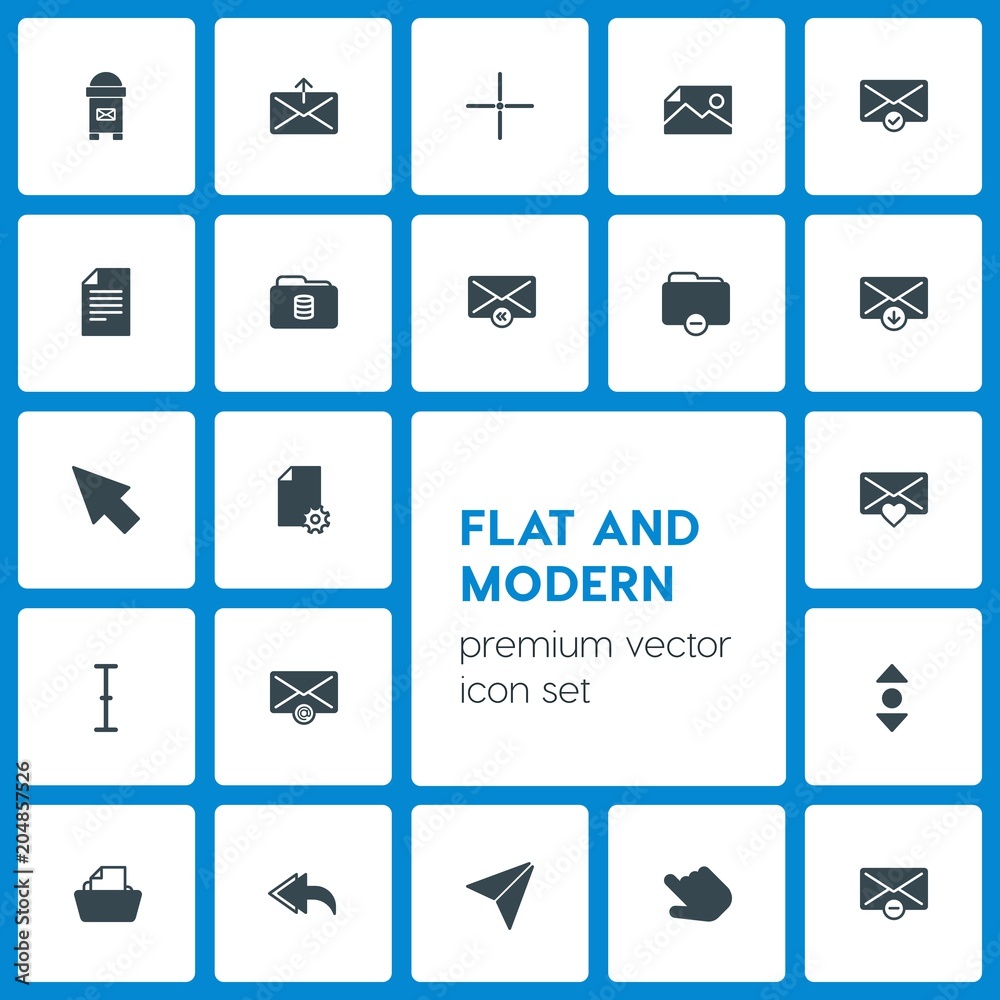 Modern Simple Set of folder, cursors, files, email Vector fill Icons. Contains such Icons as text, scroll, electronic, database, folder and more on dark background. Fully Editable. Pixel Perfect Modern Simple Set of folder, cursors, files, email Vector fill Icons. Contains such Icons as text, scroll, electronic, database, folder and more on dark background. Fully Editable. Pixel Perfect