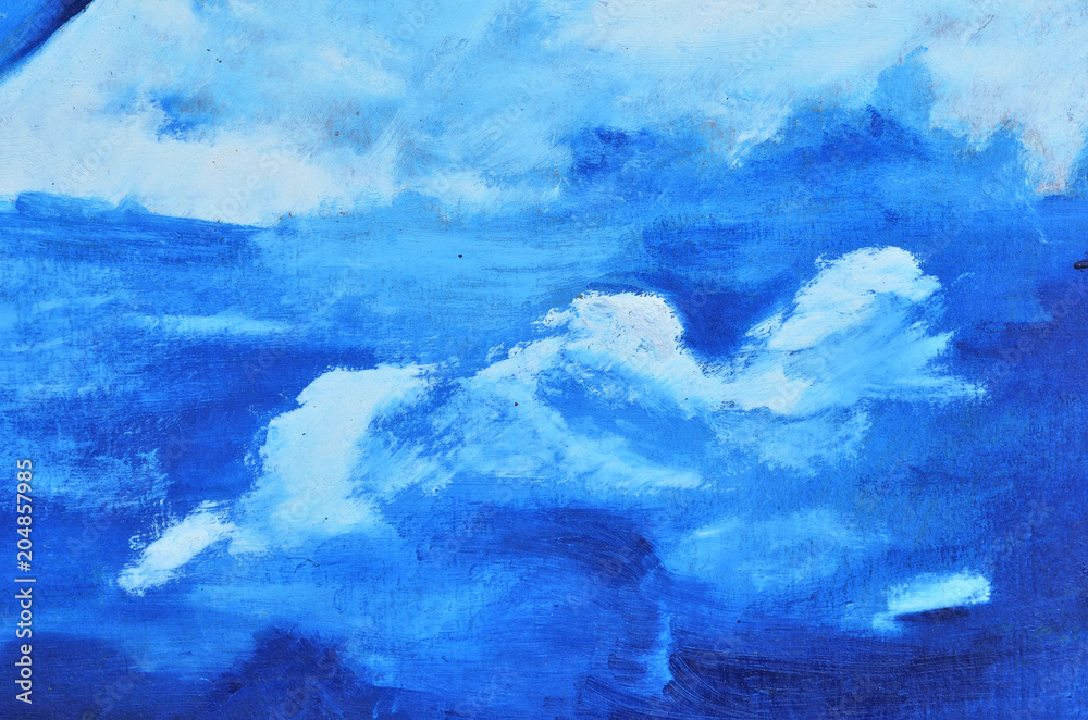White clouds on canvas painted in blue White clouds on canvas painted in blue