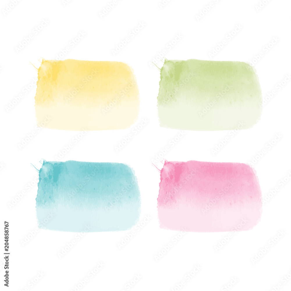 Obraz premium Abstract artistic watercolor vector spot background in yellow, green, blue, pink isolated on white 