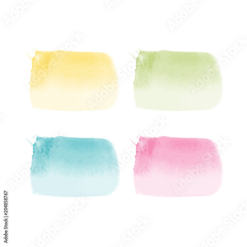 Abstract artistic watercolor vector spot background in yellow, green, blue, pink isolated on white 