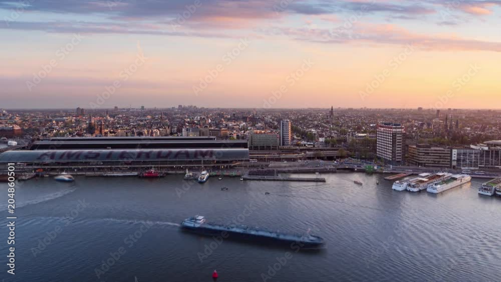 amsterdam skyline timelapse from day to night aerial view amsterdam skyline timelapse from day to night aerial view