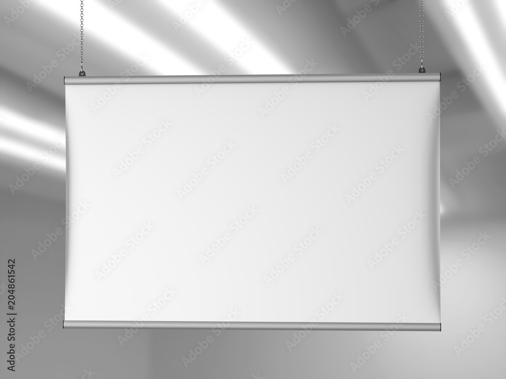 Aluminum snap grip Ceiling Banner poster hanger,Hanging Poster Rails Poster Hanger. 3d render illustration. Aluminum snap grip Ceiling Banner poster hanger,Hanging Poster Rails Poster Hanger. 3d render illustration.