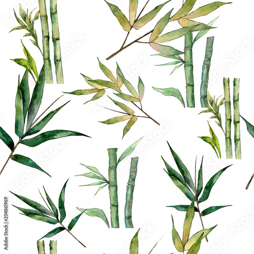Bamboo tree pattern in a watercolor style. Aquarelle wild bamboo tree for background  texture  wrapper pattern  frame or border.