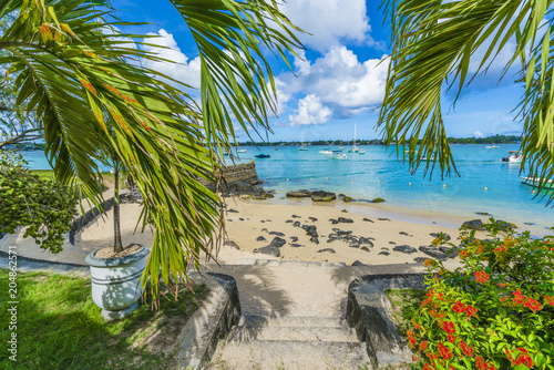 Public beach at Grand baie, Mauritius island, Africa