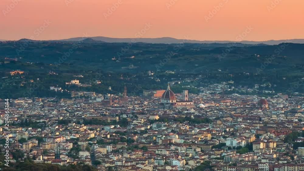 florence panoramic view time lapse from sunset to night seen from distance florence panoramic view time lapse from sunset to night seen from distance