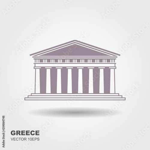 Greek parthenon icon isolated on white background photo