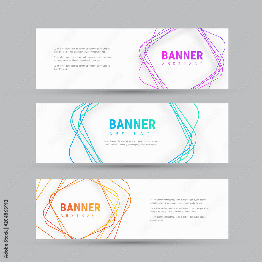 Fototapeta premium Template of white vector banner with abstract tangled squares.