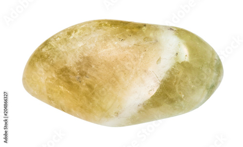 tumbled Prasiolite gemstone isolated