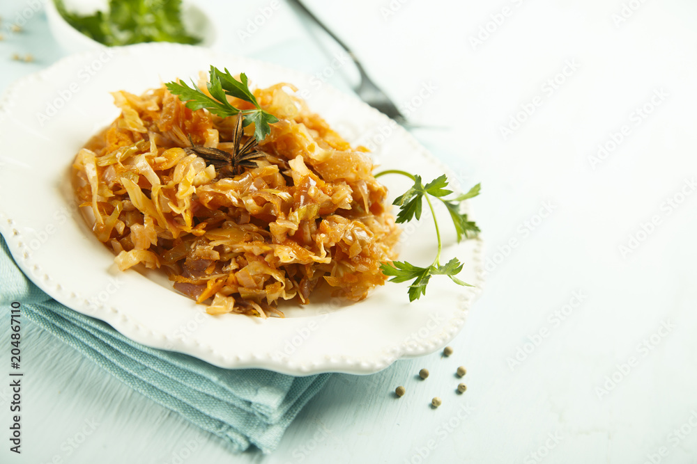 Homemade sauerkraut stew with spices Homemade sauerkraut stew with spices
