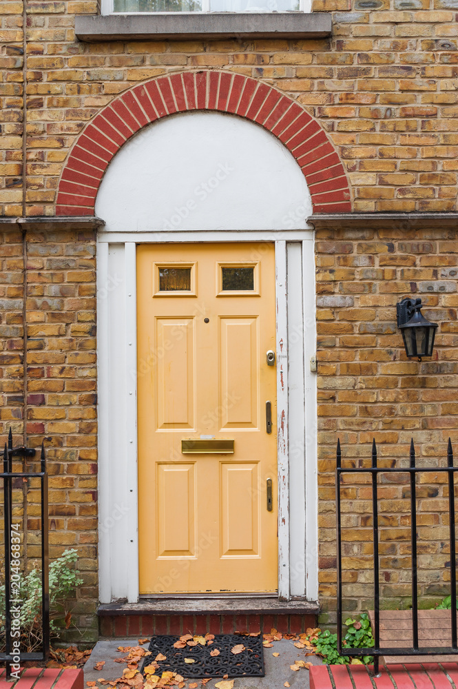London, UK - typical english wooden front door