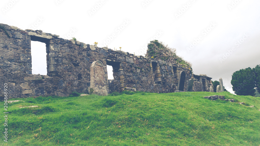 Ancient Church of Cill Chriosd at the Isle of Skye in Scotland