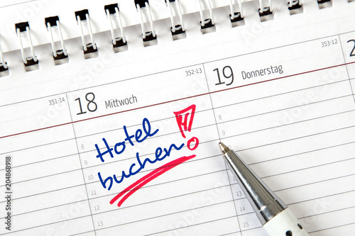 Eintrag im Kalender: Hotel buchen