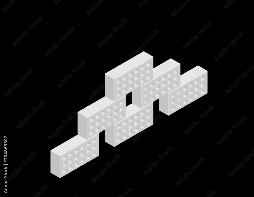 Naklejka premium Pyramid of bricks. Isolated on black background. 3D Vector illustration.